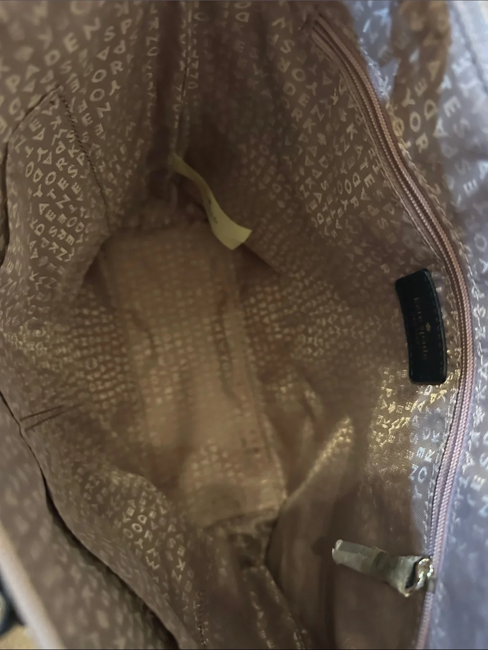 kate spade Rose Gold Glitter Tote with Black Handles - Picture 9 of 11